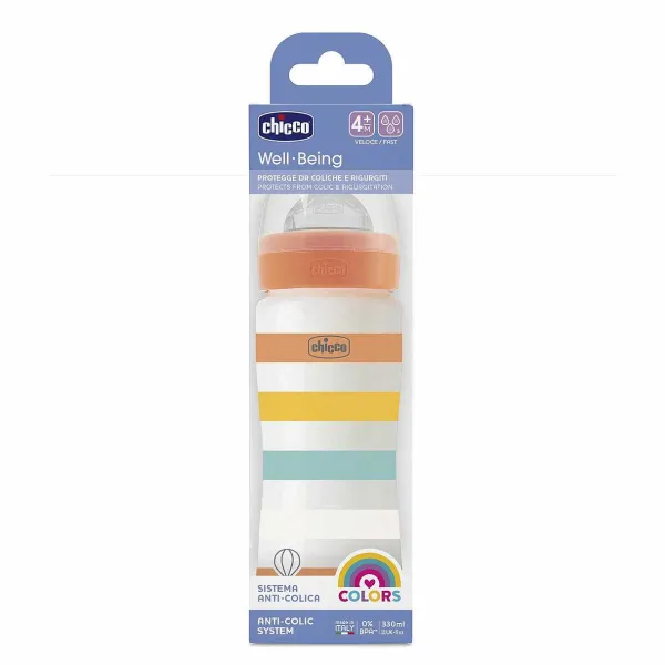 Biberon|Chicco Biberon Benessere 330Ml Flusso Rapido In Plastica Giallo