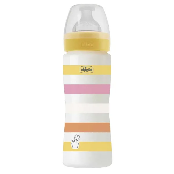 Biberon|Chicco Biberon Benessere 330Ml Flusso Rapido In Plastica Giallo