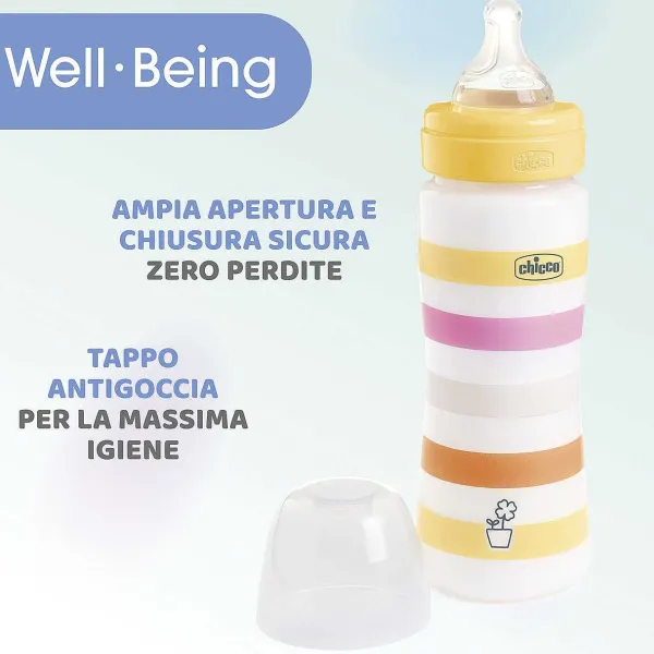 Biberon|Chicco Biberon Benessere 330Ml Flusso Rapido In Plastica Giallo