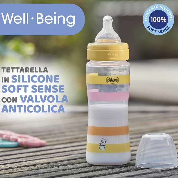 Biberon|Chicco Biberon Benessere 330Ml Flusso Rapido In Plastica Giallo