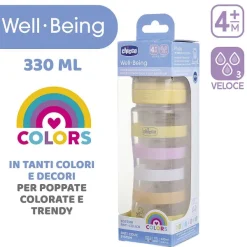Biberon|Chicco Biberon Benessere 330Ml Flusso Rapido In Plastica Giallo