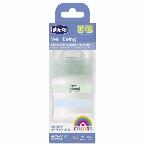 Biberon|Chicco Biberon Benessere 150Ml Flusso Lento In Plastica Bianco