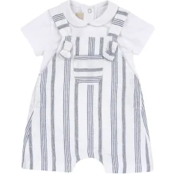 Completi|Chicco Completo Maglietta Con Salopette Corta A Righe