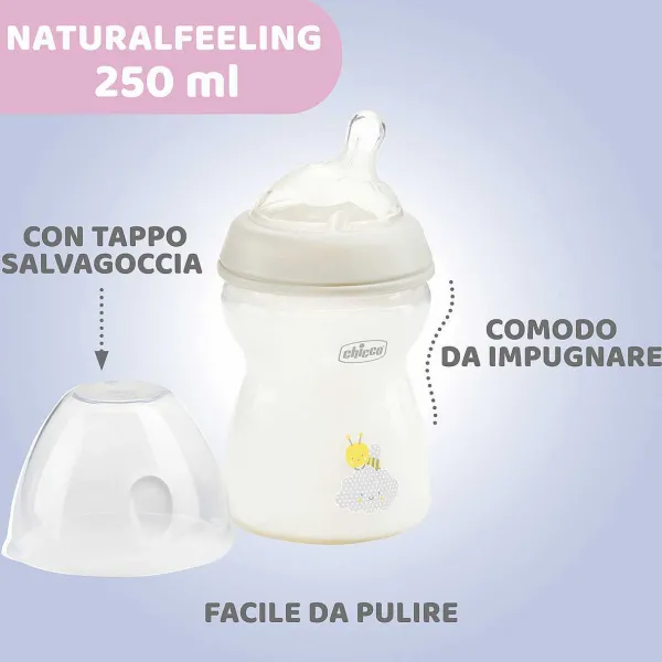 Biberon|Chicco Naturalfeeling Biberon 2M+ 250Ml Flusso Medio Azzurro