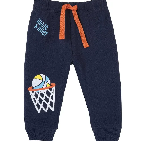 Pantaloni|Chicco Pantaloni Di Felpa Con Stampa Basket Blu Medio