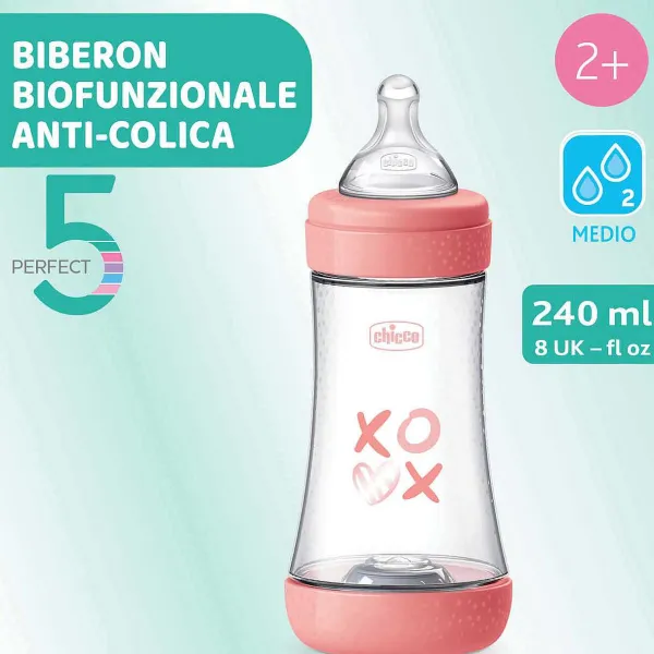 Biberon|Chicco Perfect 5 Biberon 240 Ml - Flusso Medio Rosa