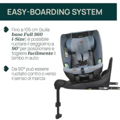 Seggiolini Auto Neonato|Chicco Seggiolino Auto Bi-Seat Air & Full 360 I-Size Base (40-150 Cm) Teal Blue
