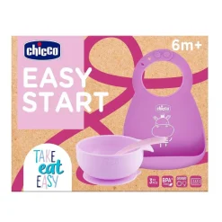 Piatti E Posate|Chicco Set Pappa Easy Start In Silicone Per Lo Svezzamento Rosa